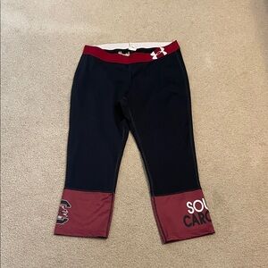 Under Armour Women's Black/Garnet SC Gamecocks Leggings Large (Good)